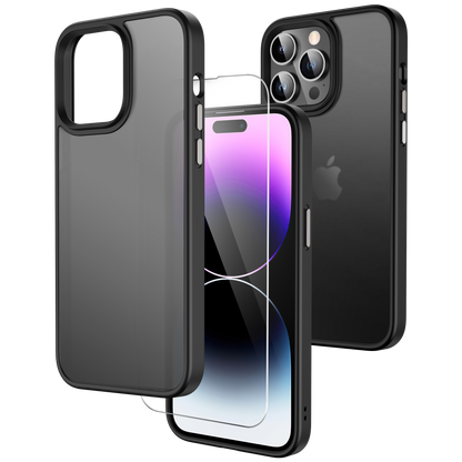 2 in 1 Elegant Defender Black Case With Screen Protector Bundle for iPhone 14 Pro