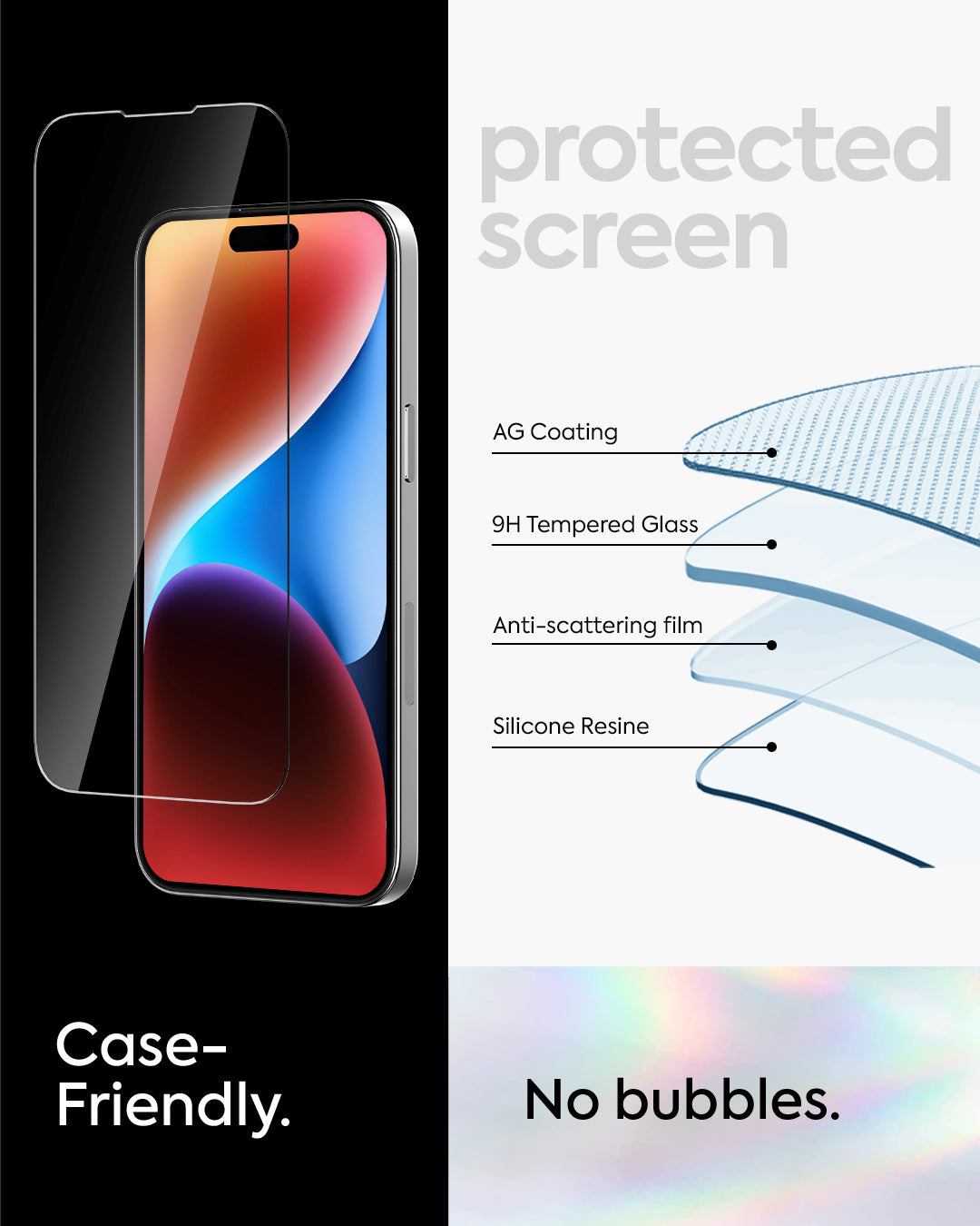 3 in 1 Ultra Clarity Clear Case with 2 Pack Screen Protector Bundle for iPhone 14 Pro