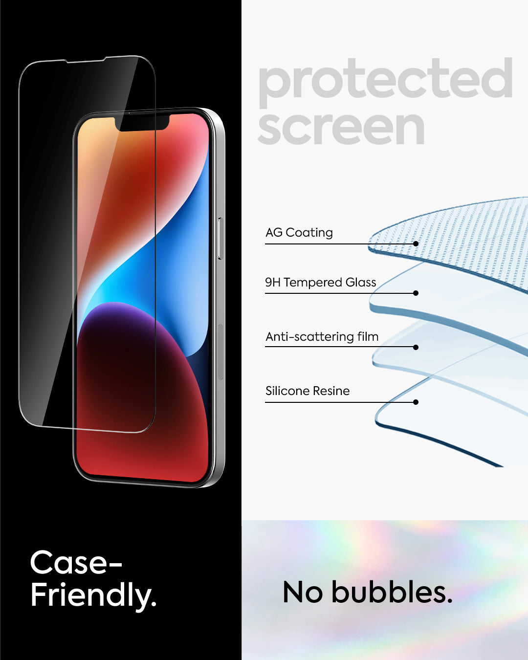 3 in 1 Ultra Clarity Clear Case with 2 Pack Screen Protector Bundle for iPhone 14